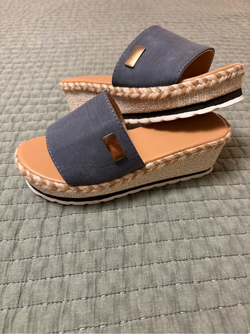 Women’s Navy Platform Espadrille Slide Sandals